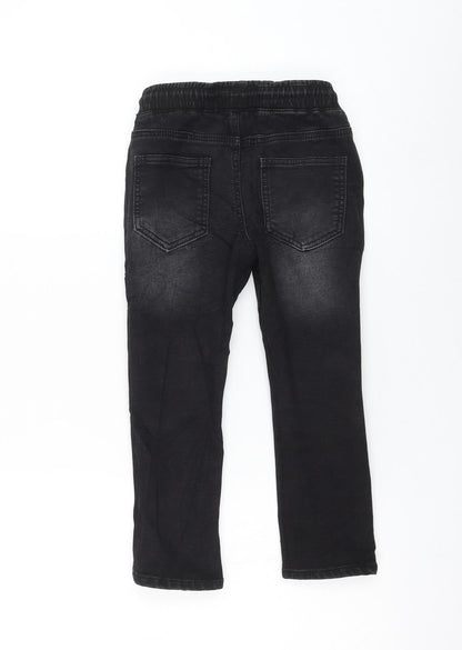 NEXT Boys Black Cotton Skinny Jeans Size 6 Years Regular Drawstring