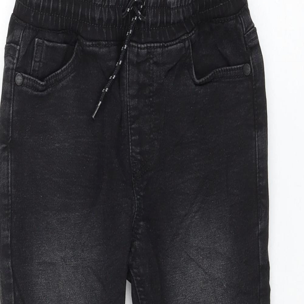 NEXT Boys Black Cotton Skinny Jeans Size 6 Years Regular Drawstring