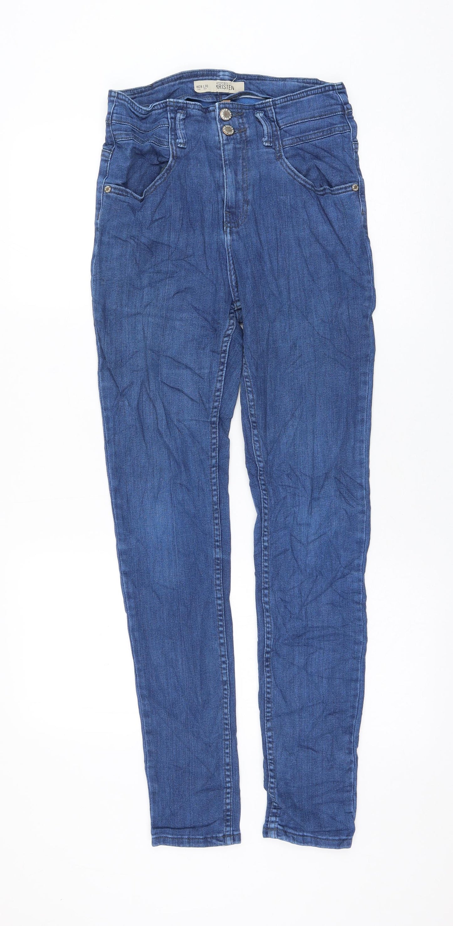 Topshop Womens Blue Cotton Skinny Jeans Size 28 in L30 in Regular Zip