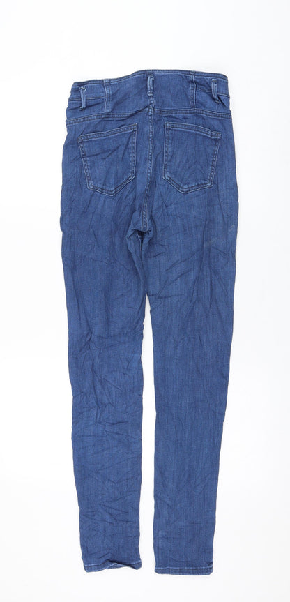 Topshop Womens Blue Cotton Skinny Jeans Size 28 in L30 in Regular Zip