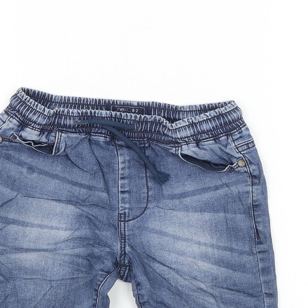 NEXT Girls Blue Cotton Bermuda Shorts Size 7 Years Regular Drawstring