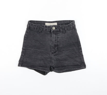 Topshop Womens Grey Cotton Hot Pants Shorts Size 8 L3 in Regular Zip