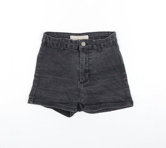 Topshop Womens Grey Cotton Hot Pants Shorts Size 8 L3 in Regular Zip