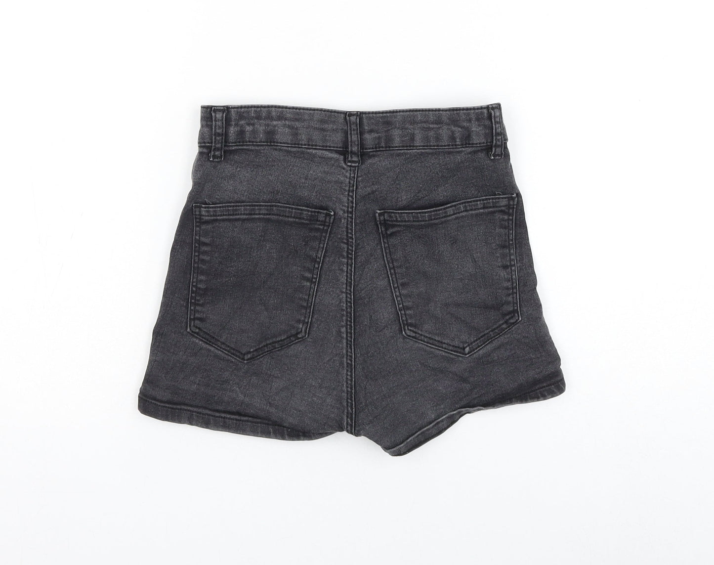 Topshop Womens Grey Cotton Hot Pants Shorts Size 8 L3 in Regular Zip