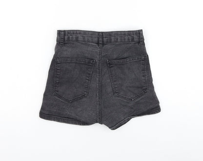 Topshop Womens Grey Cotton Hot Pants Shorts Size 8 L3 in Regular Zip
