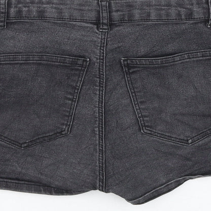 Topshop Womens Grey Cotton Hot Pants Shorts Size 8 L3 in Regular Zip