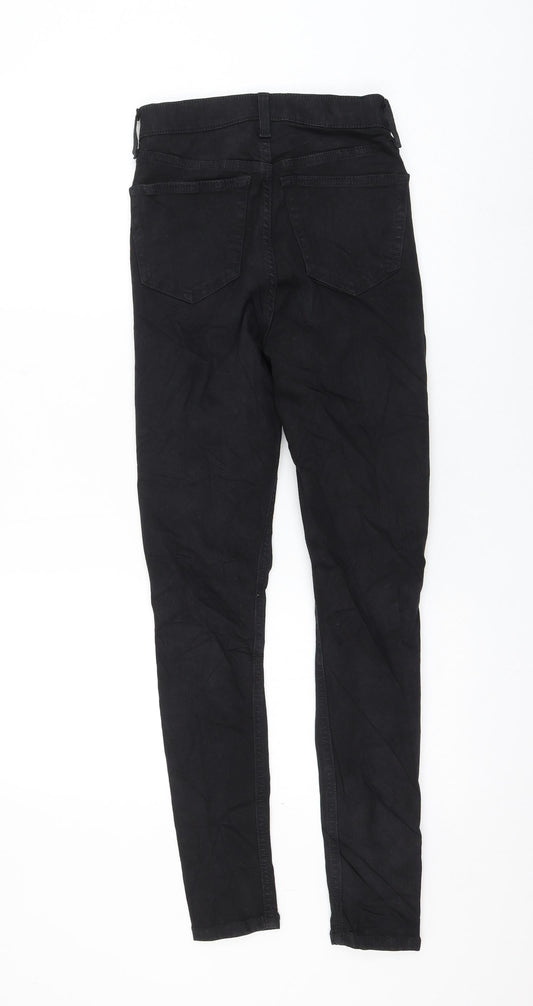 Topshop Womens Black Cotton Skinny Jeans Size 24 in L32 in Regular Zip