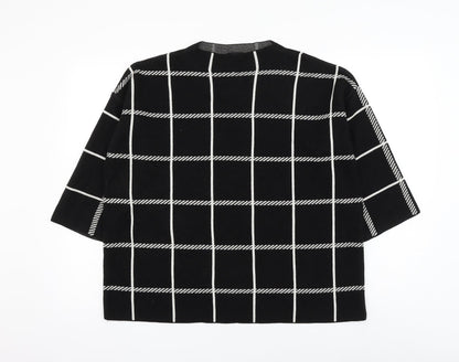 F&F Womens Black Round Neck Check Acrylic Pullover Jumper Size 14