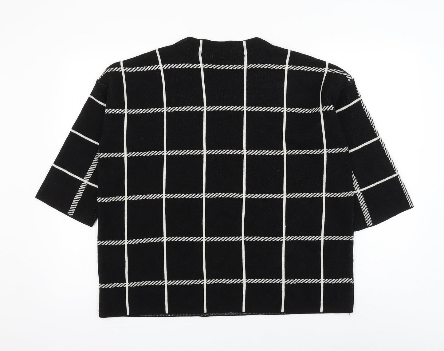 F&F Womens Black Round Neck Check Acrylic Pullover Jumper Size 14