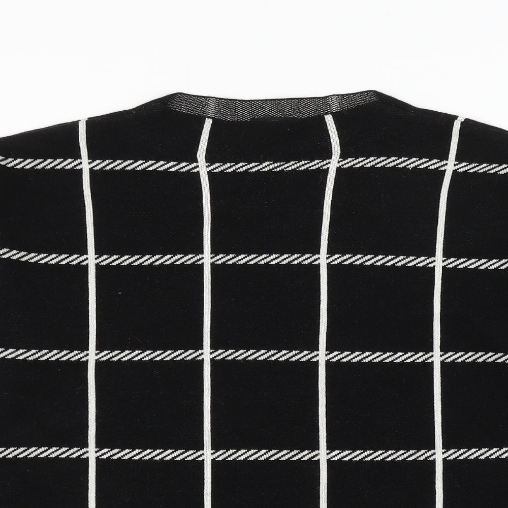 F&F Womens Black Round Neck Check Acrylic Pullover Jumper Size 14