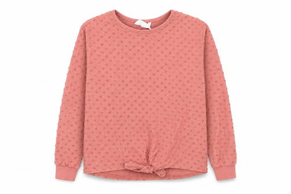 H&M Girls Pink Polka Dot Cotton Pullover Sweatshirt Size 8-9 Years Pullover - Knot Front
