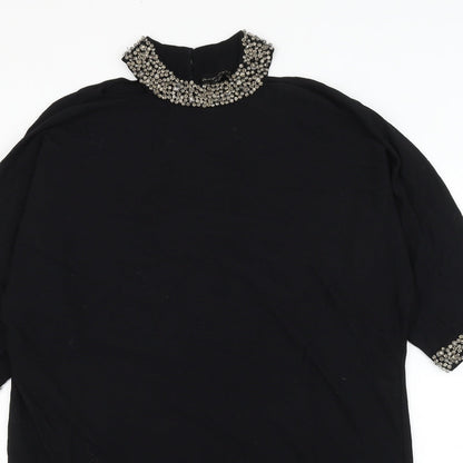 Phase Eight Womens Black Viscose Shift Size M Round Neck Button