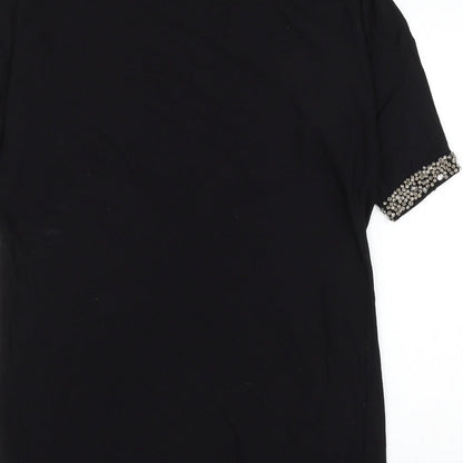Phase Eight Womens Black Viscose Shift Size M Round Neck Button