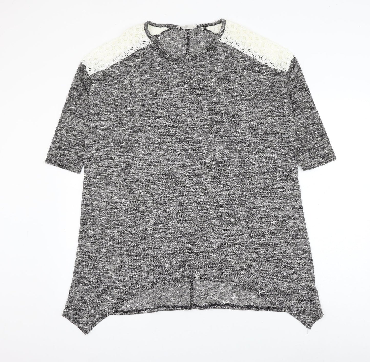 George Womens Grey Round Neck Viscose Jumper Size 12 - Lace Detailing