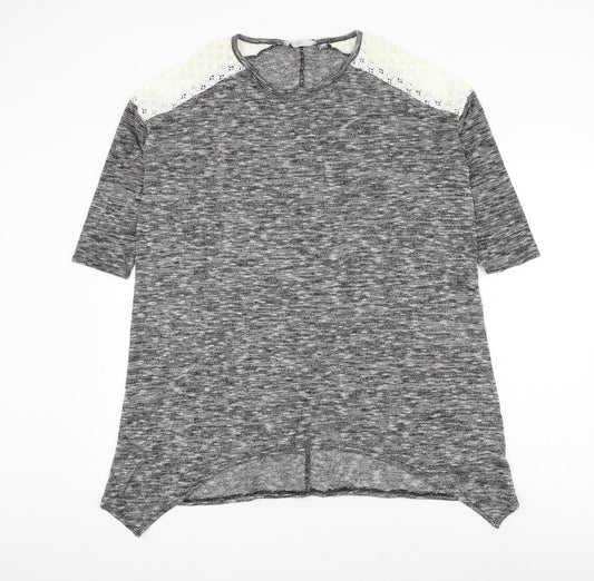 George Womens Grey Round Neck Viscose Jumper Size 12 - Lace Detailing