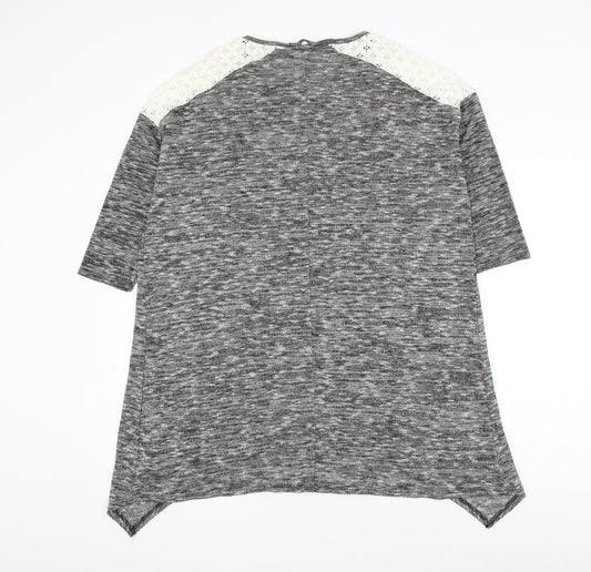 George Womens Grey Round Neck Viscose Jumper Size 12 - Lace Detailing