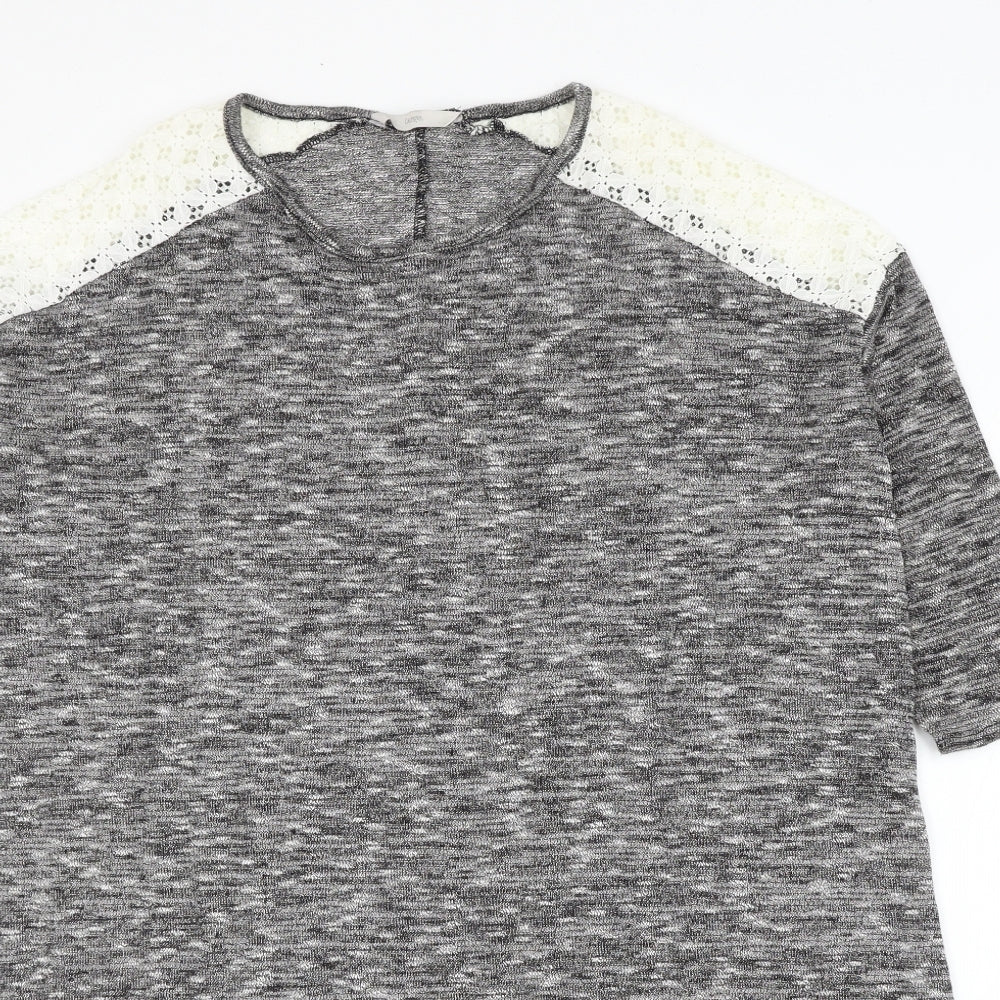 George Womens Grey Round Neck Viscose Jumper Size 12 - Lace Detailing