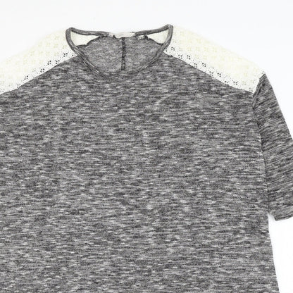 George Womens Grey Round Neck Viscose Jumper Size 12 - Lace Detailing