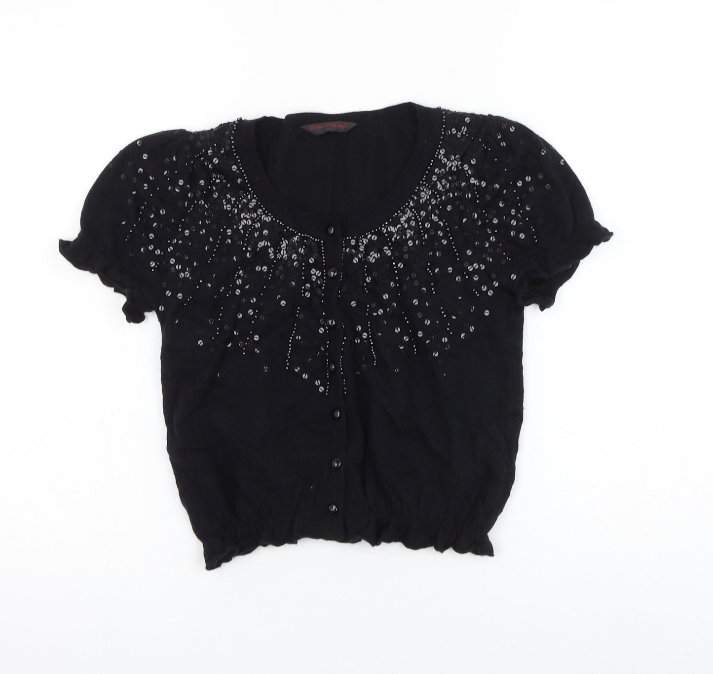 Womens UK Size 8 Miss Selfridge Black Cardigan Jumper