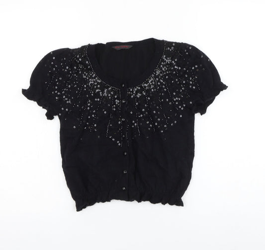 Womens UK Size 8 Miss Selfridge Black Cardigan Jumper
