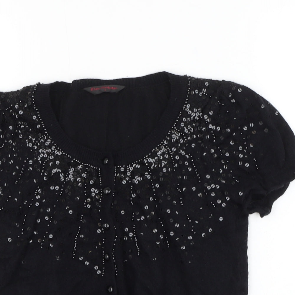 Womens UK Size 8 Miss Selfridge Black Cardigan Jumper