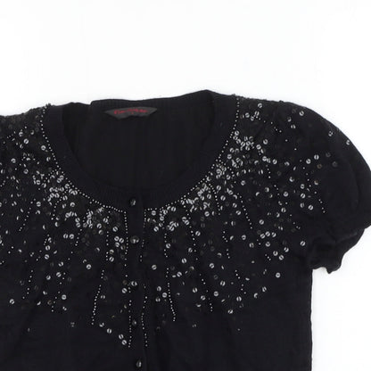 Womens UK Size 8 Miss Selfridge Black Cardigan Jumper