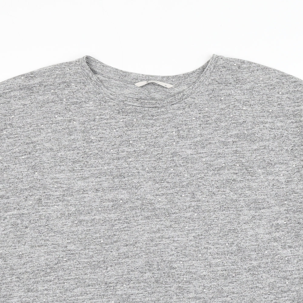 TU Womens Grey Round Neck Polyester Pullover Jumper Size 14