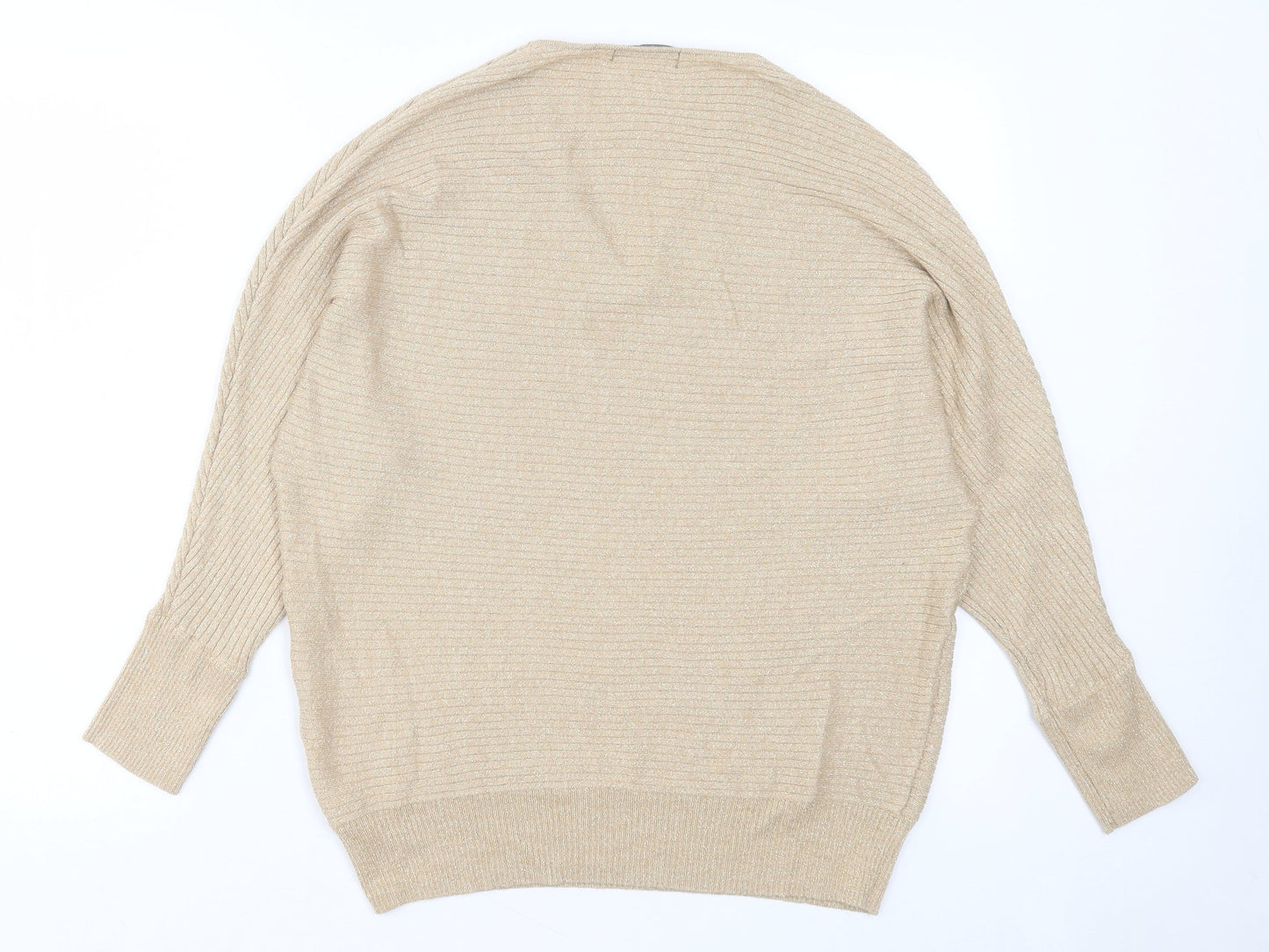 F&F Womens Gold V-Neck Viscose Pullover Jumper Size 8