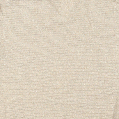 F&F Womens Gold V-Neck Viscose Pullover Jumper Size 8