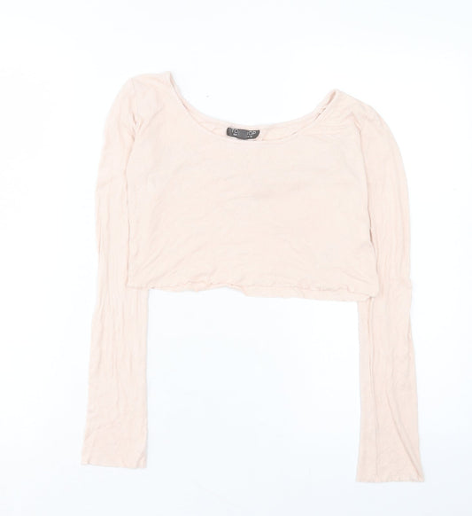 Womens UK Size 10 Topshop Pink Cropped T-Shirt