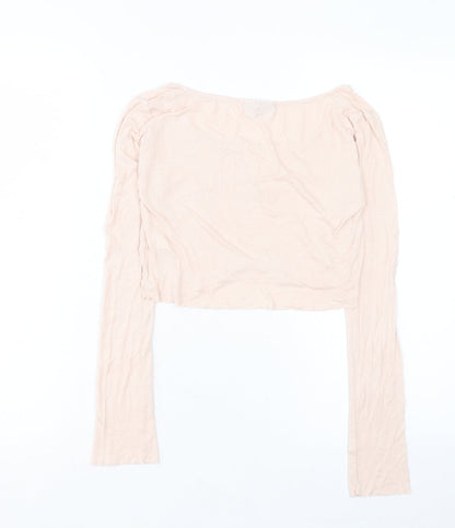 Womens UK Size 10 Topshop Pink Cropped T-Shirt