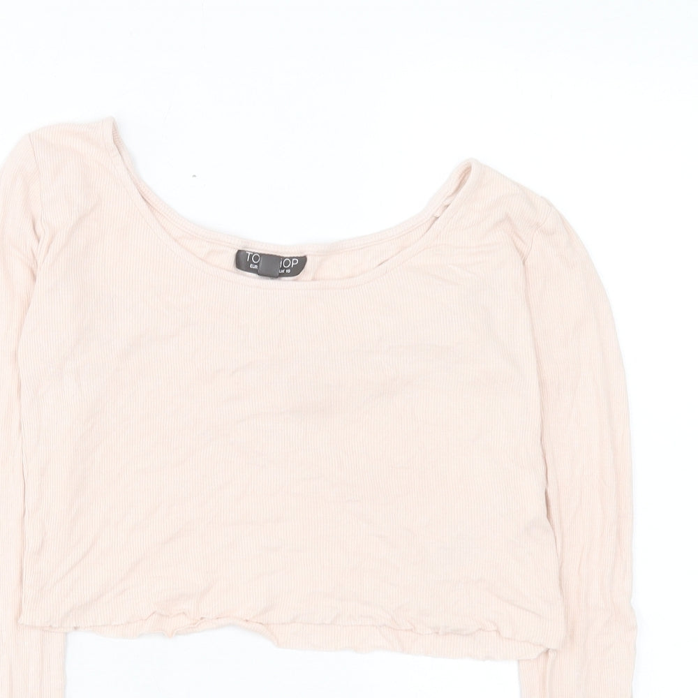 Womens UK Size 10 Topshop Pink Cropped T-Shirt