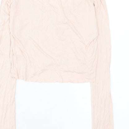 Womens UK Size 10 Topshop Pink Cropped T-Shirt