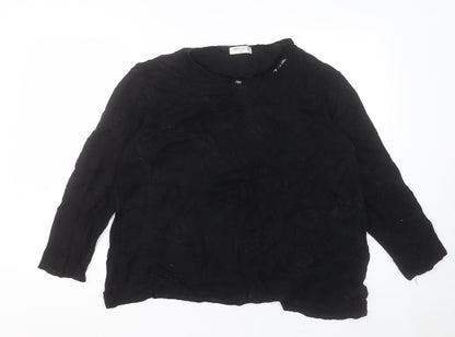 Bonmarché Womens Black Crew Neck Geometric Viscose Pullover Jumper Size XL