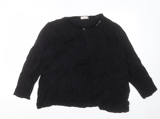Bonmarché Womens Black Crew Neck Geometric Viscose Pullover Jumper Size XL