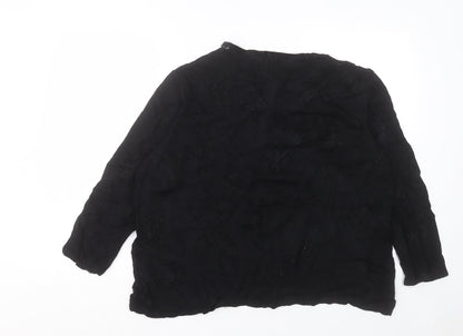 Bonmarché Womens Black Crew Neck Geometric Viscose Pullover Jumper Size XL