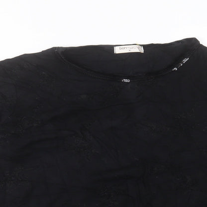 Bonmarché Womens Black Crew Neck Geometric Viscose Pullover Jumper Size XL