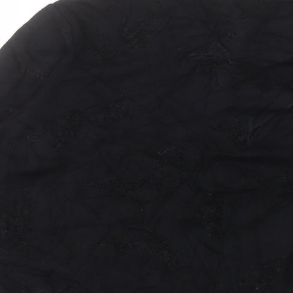 Bonmarché Womens Black Crew Neck Geometric Viscose Pullover Jumper Size XL
