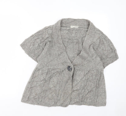 Autograph Womens Brown Collared Acrylic Cardigan Jumper Size 14