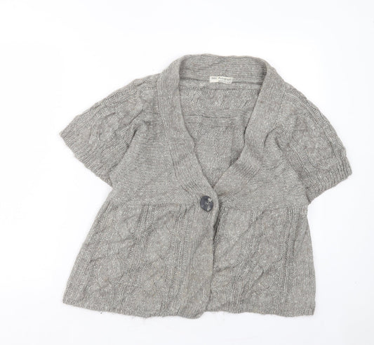 Autograph Womens Brown Collared Acrylic Cardigan Jumper Size 14