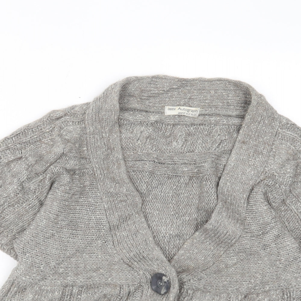 Autograph Womens Brown Collared Acrylic Cardigan Jumper Size 14