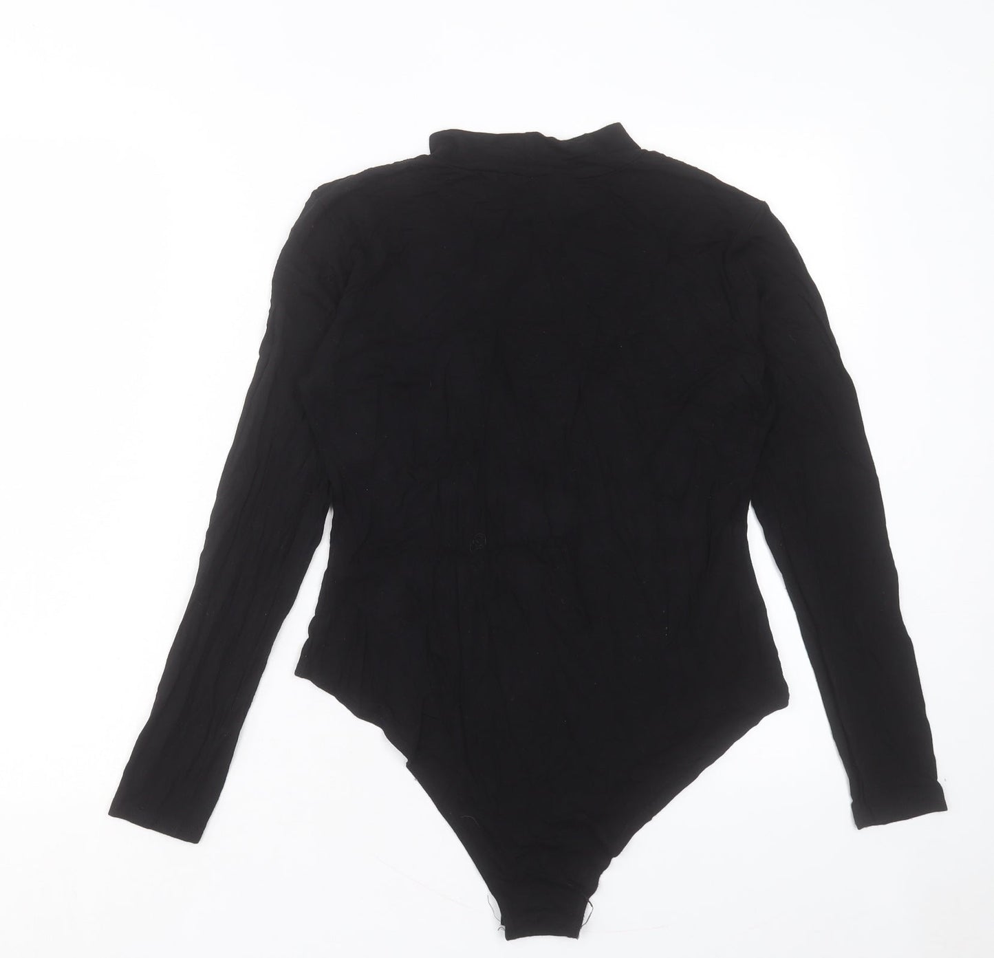 Boohoo Womens Black Viscose Bodysuit One-Piece Size 12 Snap