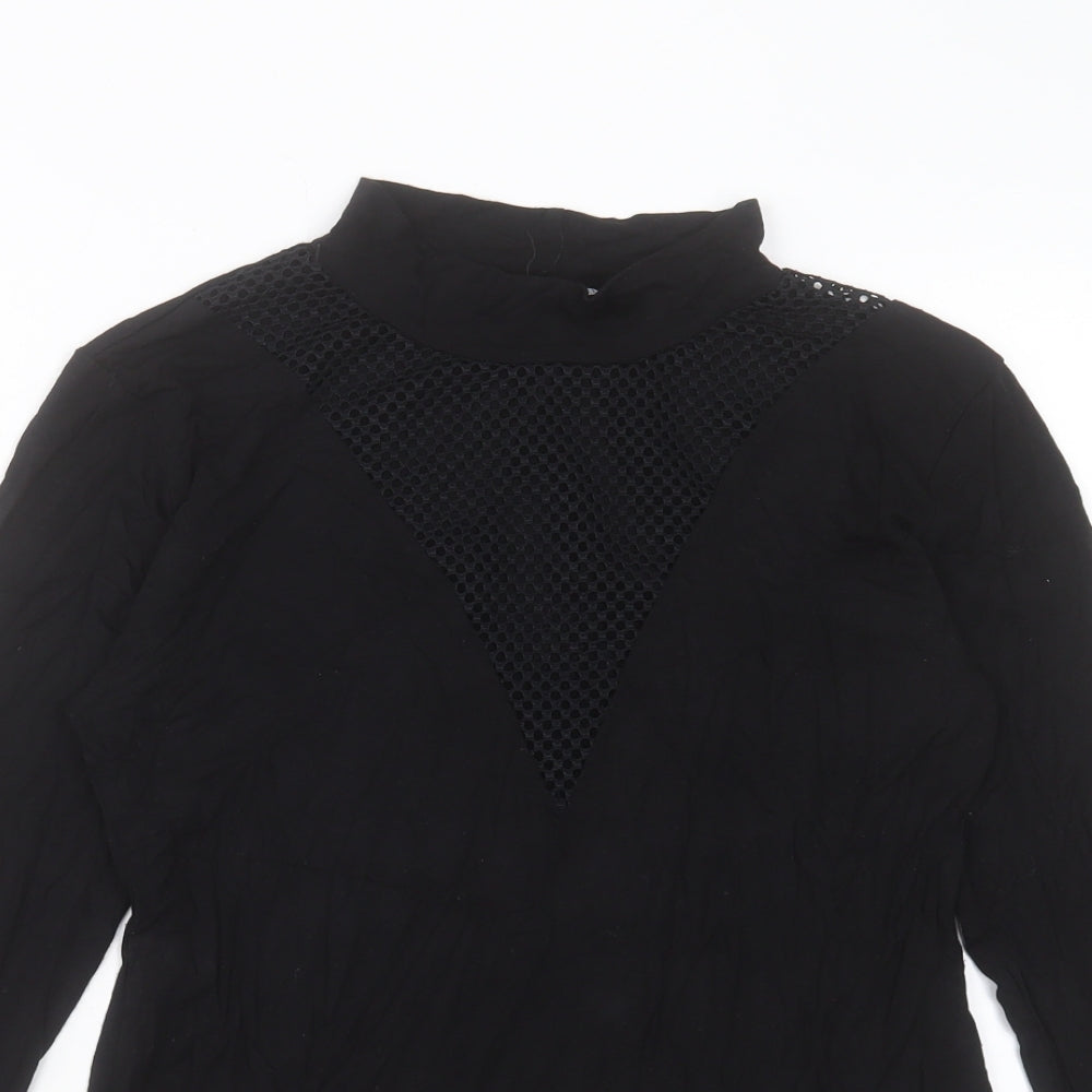 Boohoo Womens Black Viscose Bodysuit One-Piece Size 12 Snap