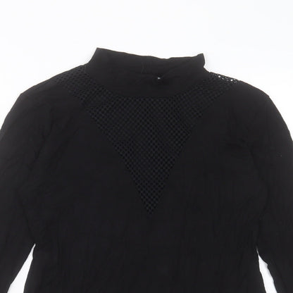 Boohoo Womens Black Viscose Bodysuit One-Piece Size 12 Snap