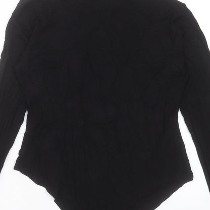 Boohoo Womens Black Viscose Bodysuit One-Piece Size 12 Snap