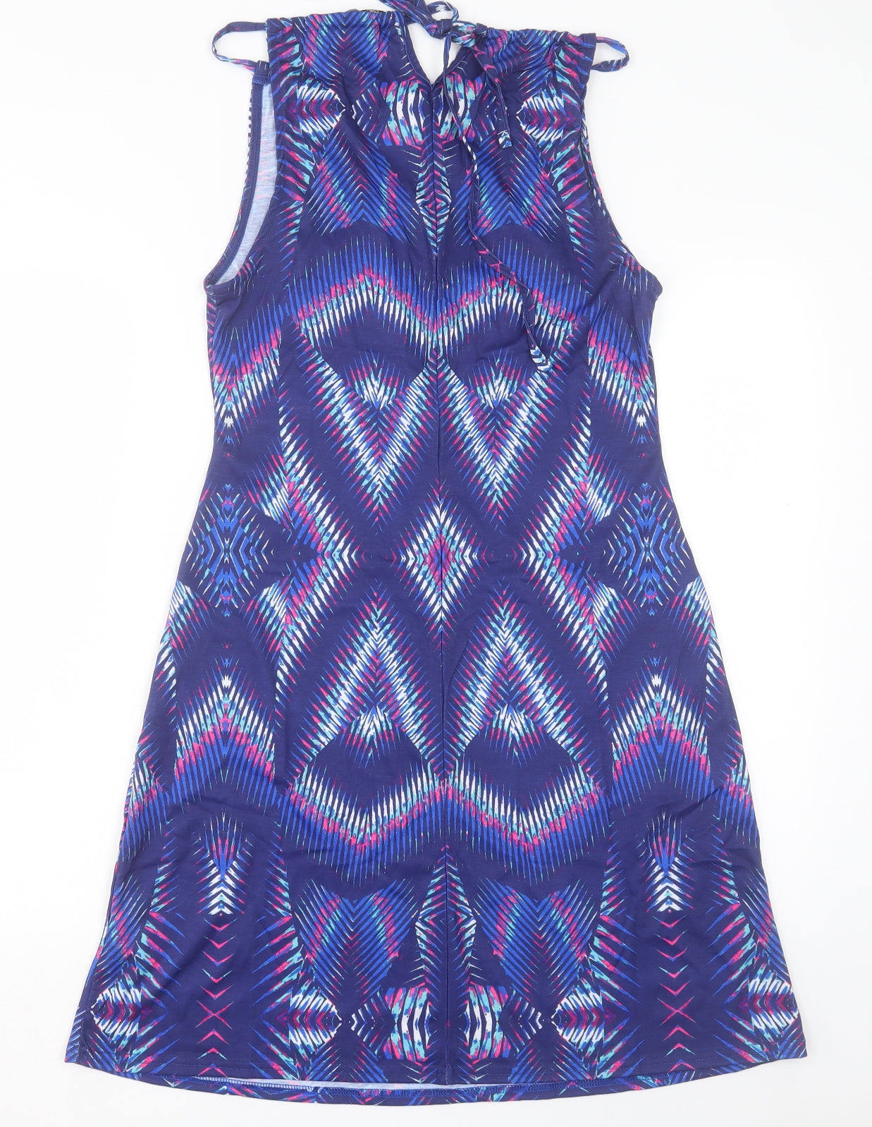 Kaliedoscope Womens Purple Geometric Polyester A-Line Size 10 Halter Tie