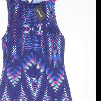 Kaliedoscope Womens Purple Geometric Polyester A-Line Size 10 Halter Tie