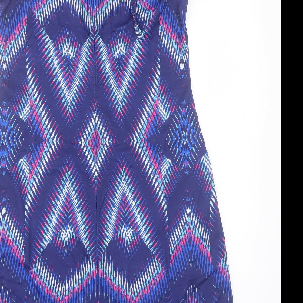 Kaliedoscope Womens Purple Geometric Polyester A-Line Size 10 Halter Tie
