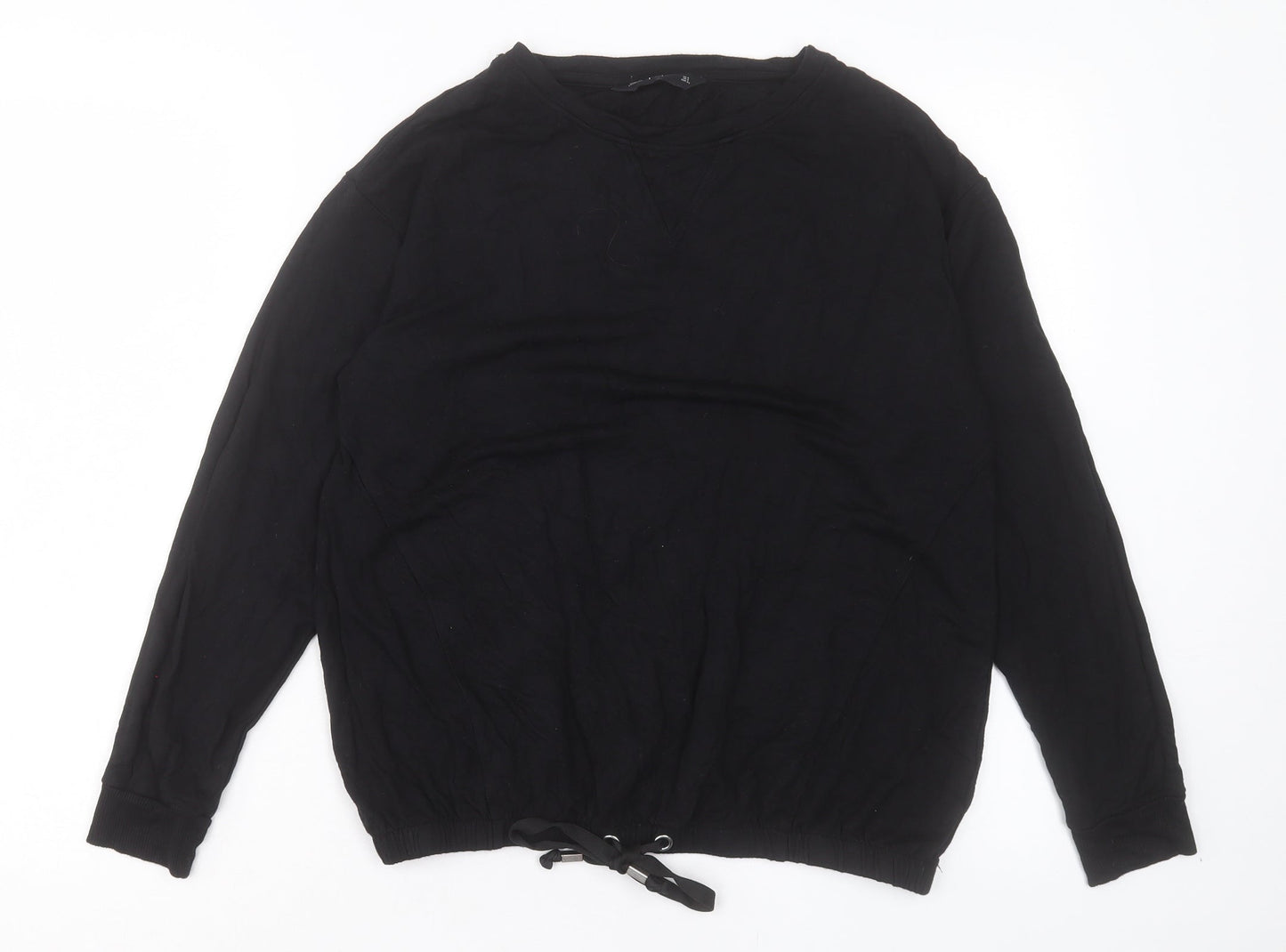 F&F Womens Black Viscose Basic T-Shirt Size 6 Crew Neck