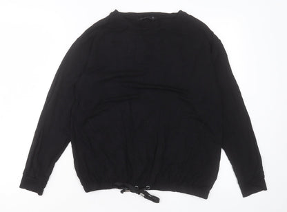 F&F Womens Black Viscose Basic T-Shirt Size 6 Crew Neck